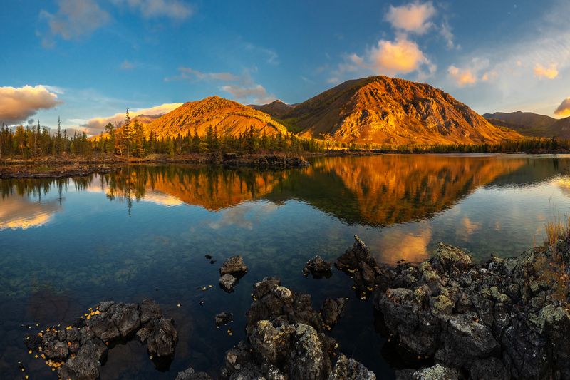жомболок, бурятия, осень Осеннее утро на Лавовых озёрах фото превью