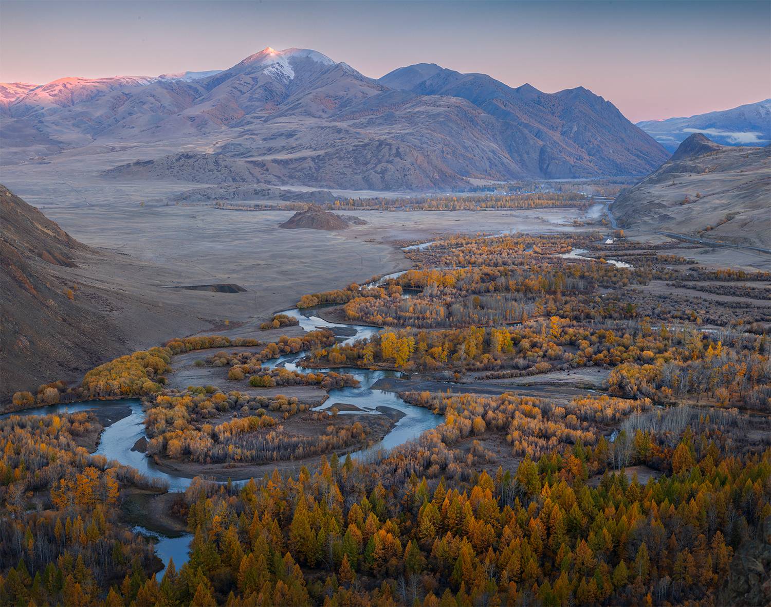алтай, осень, рассвет, река, красная горка, Сергей Буторин