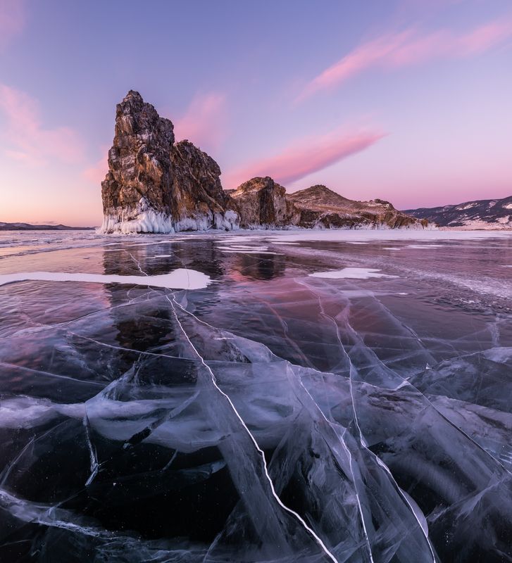 байкал, сибирь, россия, рассвет, природа, пейзаж, лед, зима, остров, baikal, siberia, russia, dawn, nature, landscape, ice, winter, island Остров Ольтрек фото превью