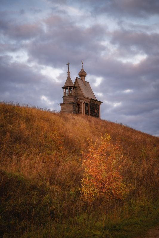 часовня вершинино кенозерье церковь закат небо Часовня Николая Чудотворца фото превью