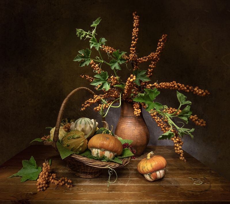натюрморт, тыква, тыквы, облепиха Рыжая осень... фото превью