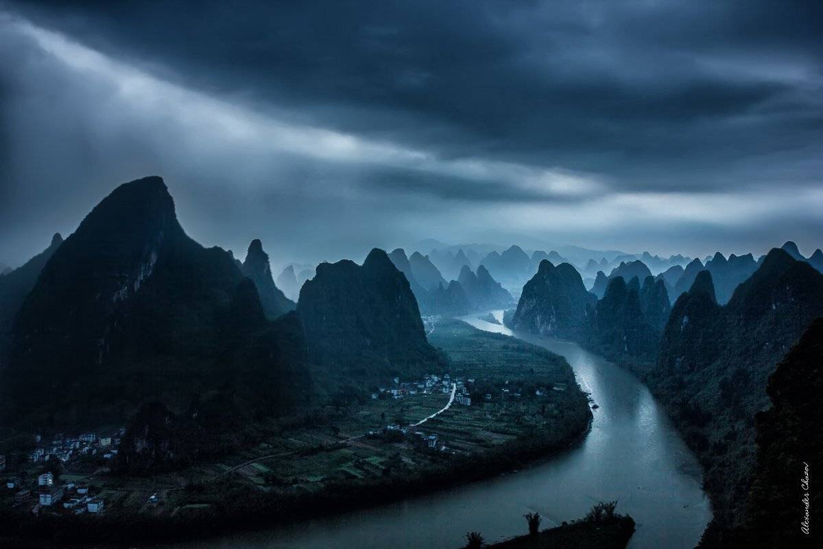 Китай, дождь, рассвет, Ли, Яншо, Синпин, Чазов Александр