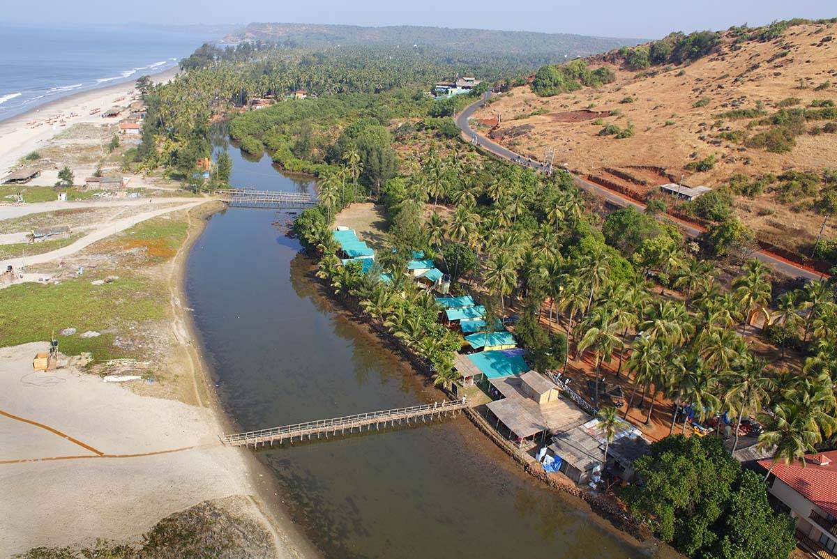 Индия, Гоа, Арамбол, река, море, аэро, aerial, Борис Резванцев