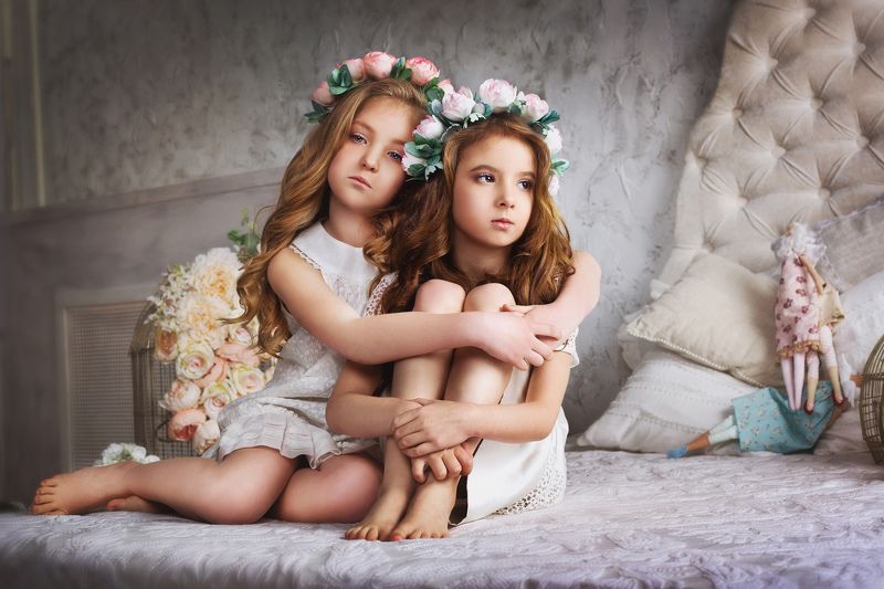 дети, девочки, цветы Сетренки фото превью