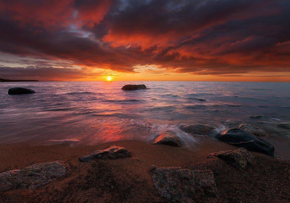 Закат, Ключенков, Море, Небо, Пейзаж, Kljuchenkow Aleksandr