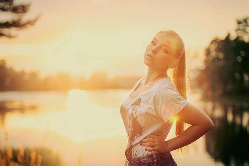 красота, красиво, девушка, модель, река, волга, тверская область, лето, солнце, закат Lz2 фото превью