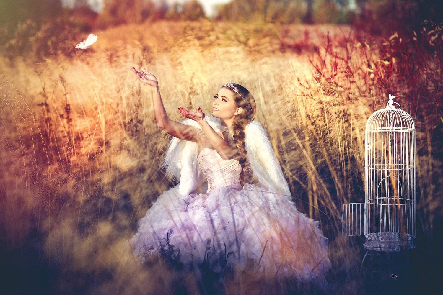 Autumn, Beauty, Colors, Feather, Freedom, Portrait, Woman, Руслан Болгов (Axe)