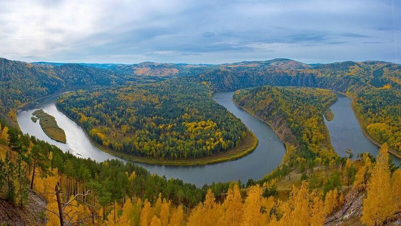 мана, красноярск, краски, осень, горы, тайга, золото, долина, скалы, петли, панорама Пиршество глаз фото превью