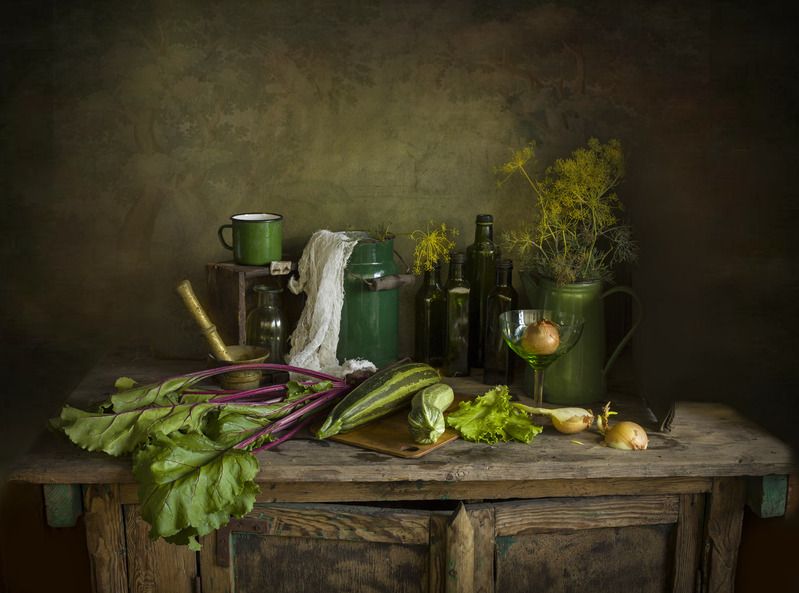 кабачок,свекла, лук, бутылки, чайник, ступка,ретро, винтаж Будет икра фото превью