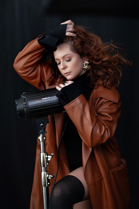 женский портрет, портрет, студийный портрет, девушка, рыжая, рыжие волосы, рыжеволосая Катя фото превью