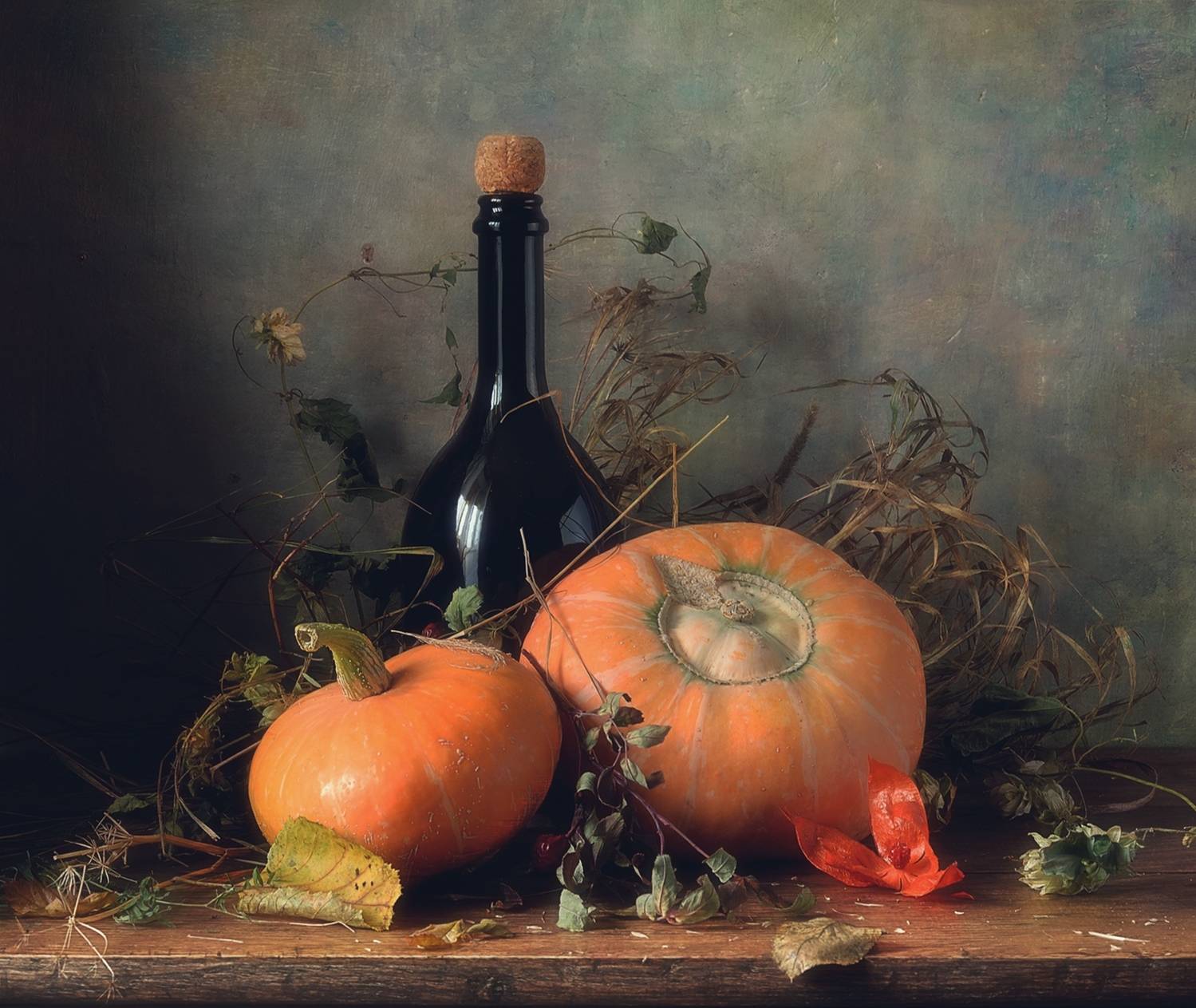натюрморт,тыква,осень,бутылка,трава, Наталия К