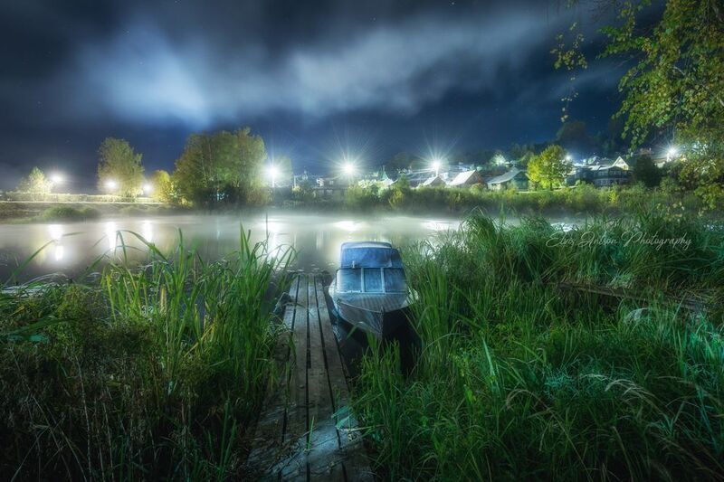 осень, пейзаж, туман, свет, ночь, плёс Таинственная ночь... фото превью