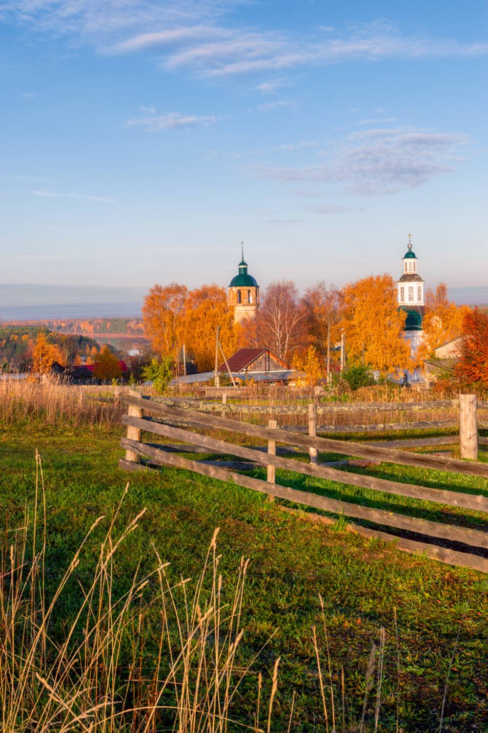 осень октябрь село церковь река, Архипкин Александр