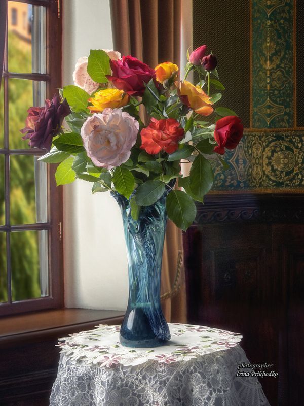 натюрморт, цветы, розы, букеты, интерьер С сада по розе фото превью