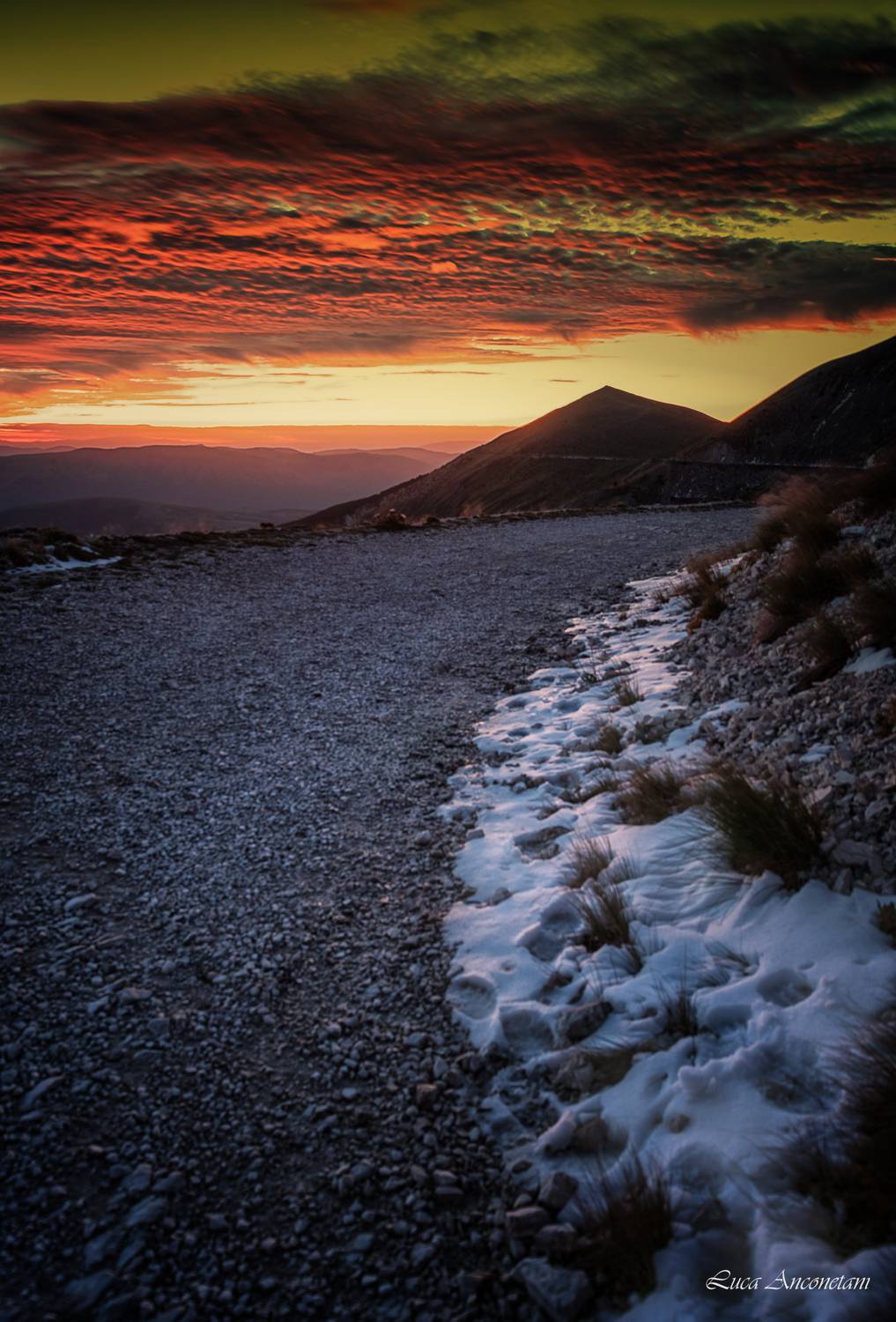 nature landscape sunset snow sibillini italy marche region outdoor clouds, Anconetani Luca