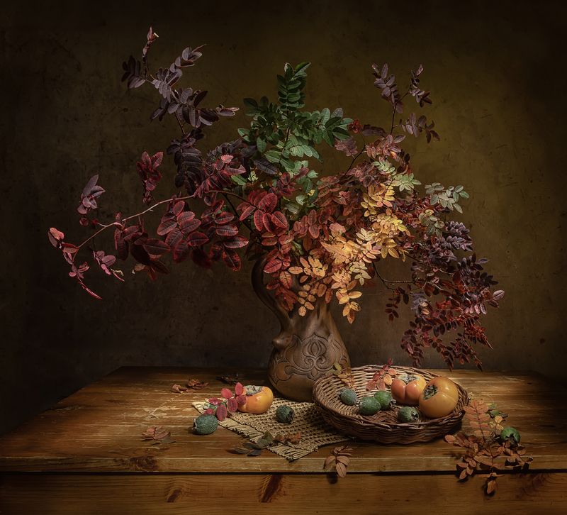 натюрморт, шиповник хурмв, фейхуа Краски осени ... фото превью