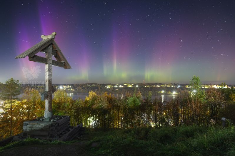 полярное сияние, ночь, осень, пейзаж, плёс Небесные изумруды октябрьских ночей. фото превью