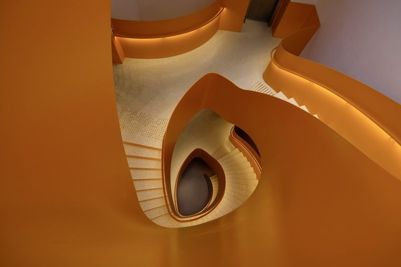 City/Architecture, Staircase, Colorful, Orange, Geometry, Modern,  В оранжевом кружении. фото превью
