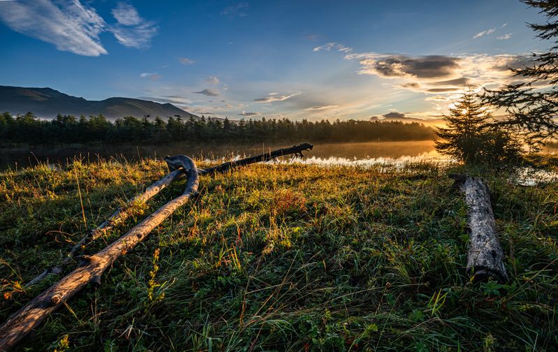 Утро, Колыма, река, осень, туман, Магнаданская область Утренний свет фото превью
