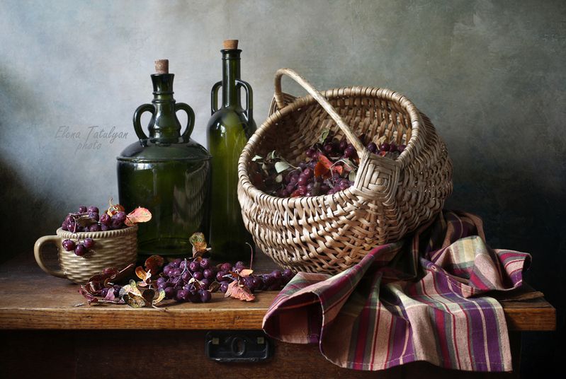 рябина, корзина, бутылки, очиток С рябиной фото превью