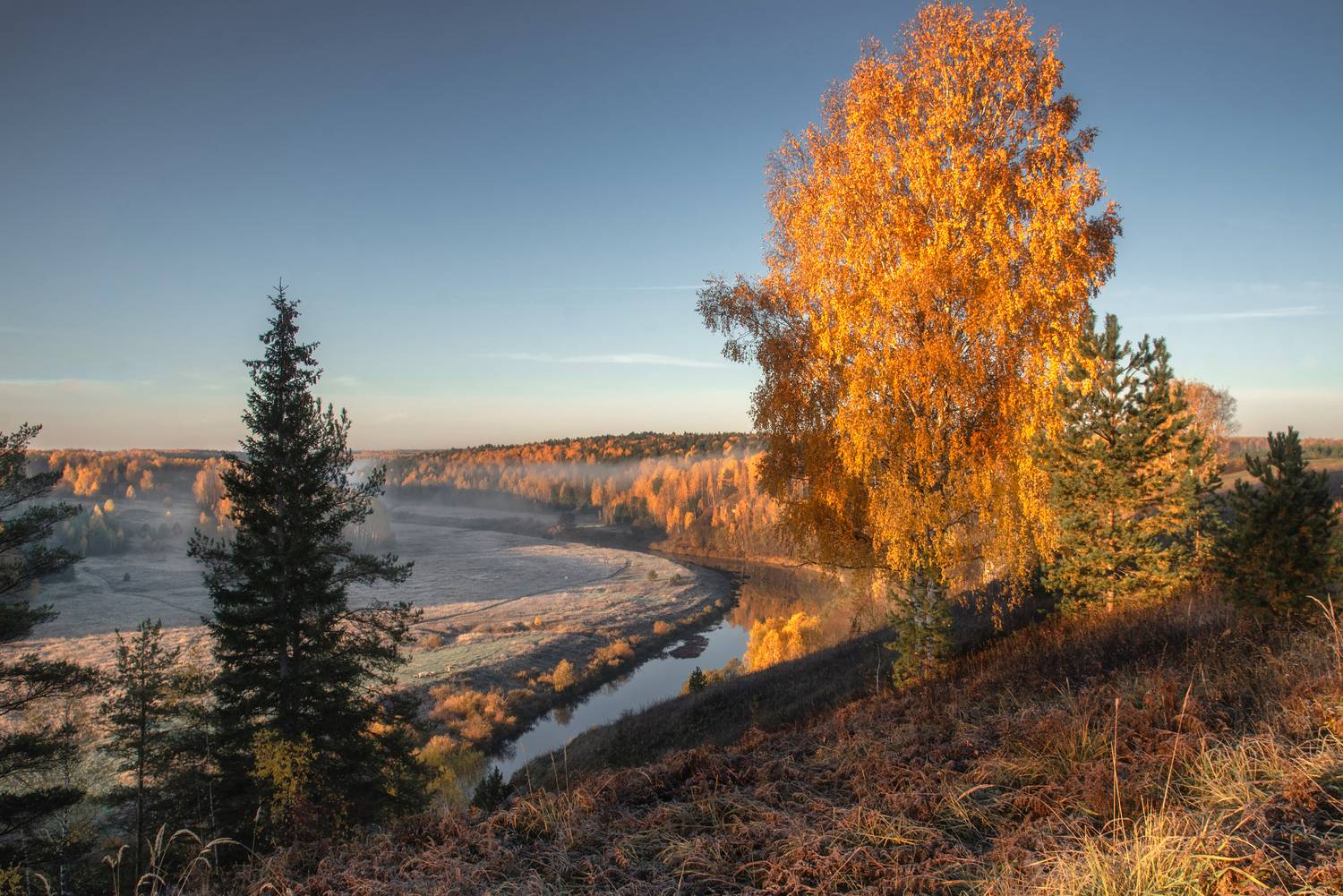 осень, рассвет, река, Андрей Малыгин