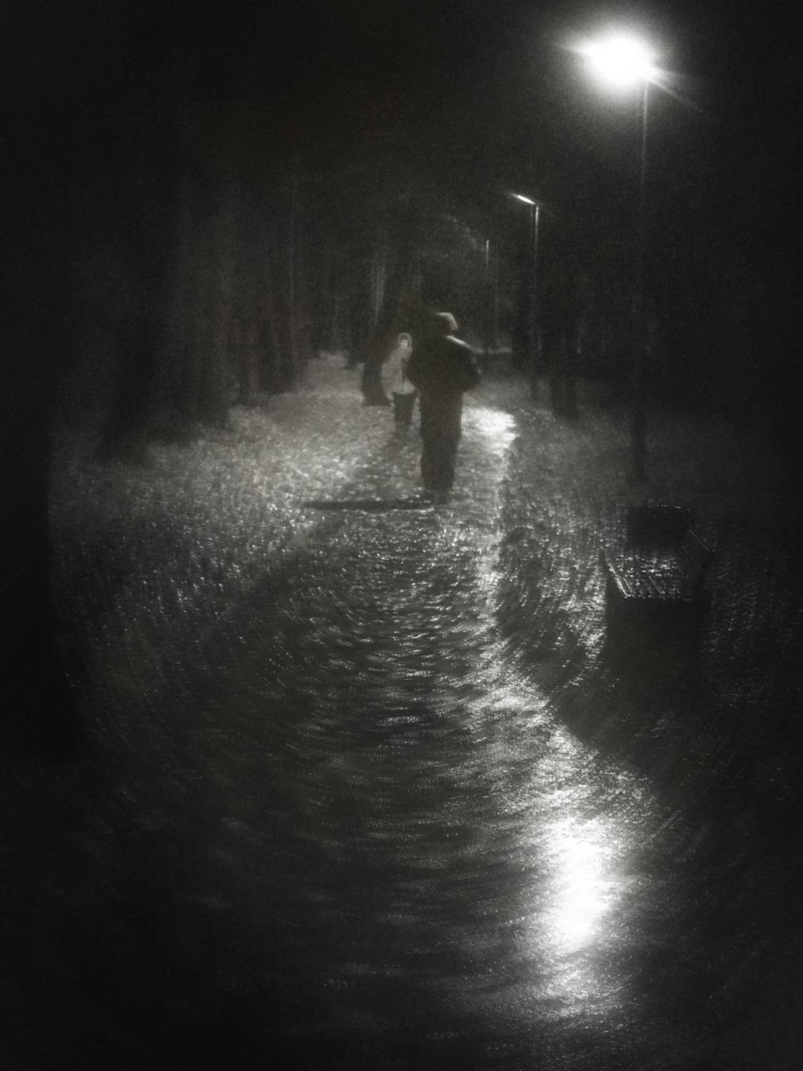 чб, стрит, дождь, ночь, Сергей Кот