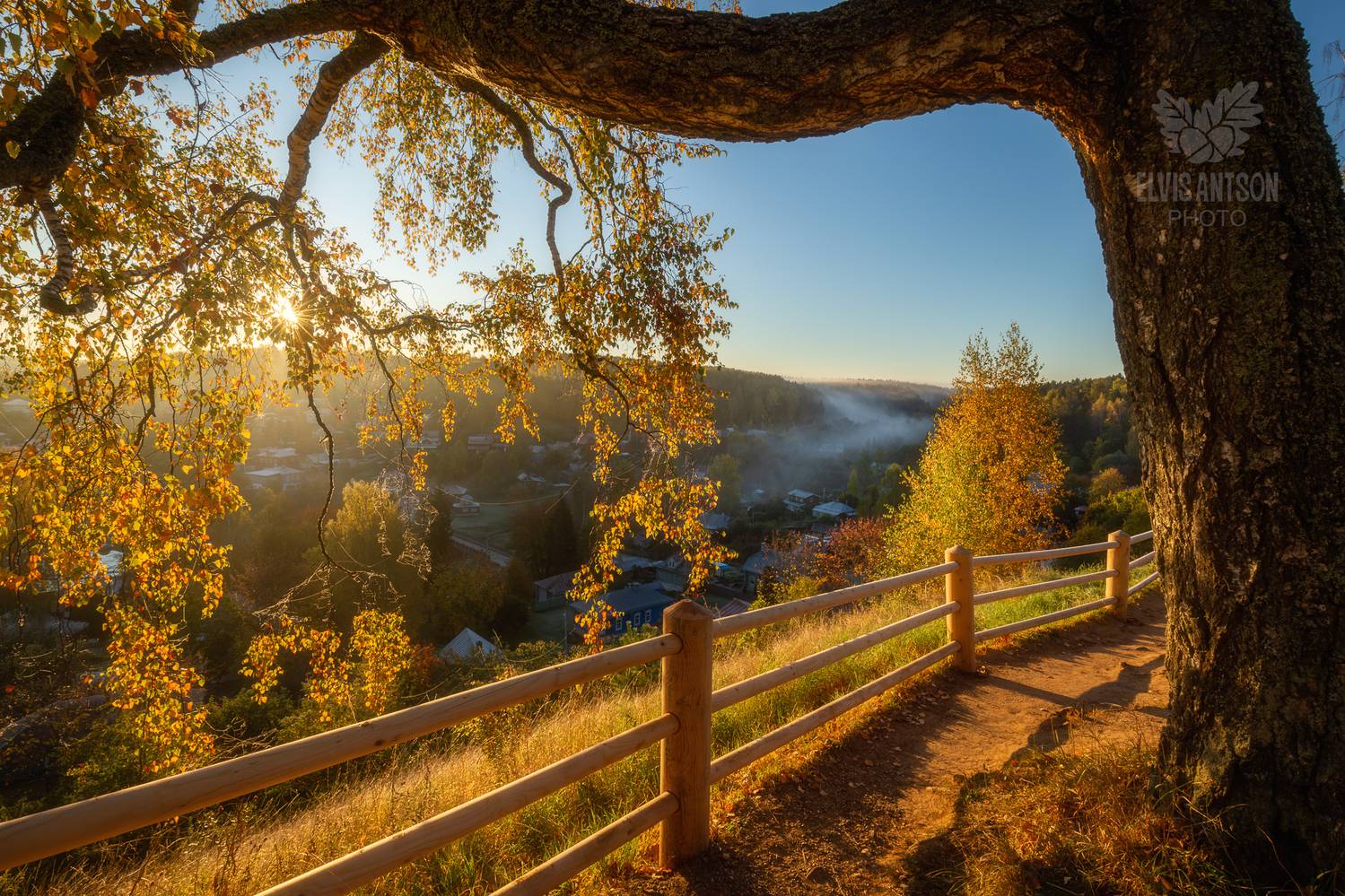 осень, пейзаж, туман, свет, рассвет, плёс, Elvis Antson