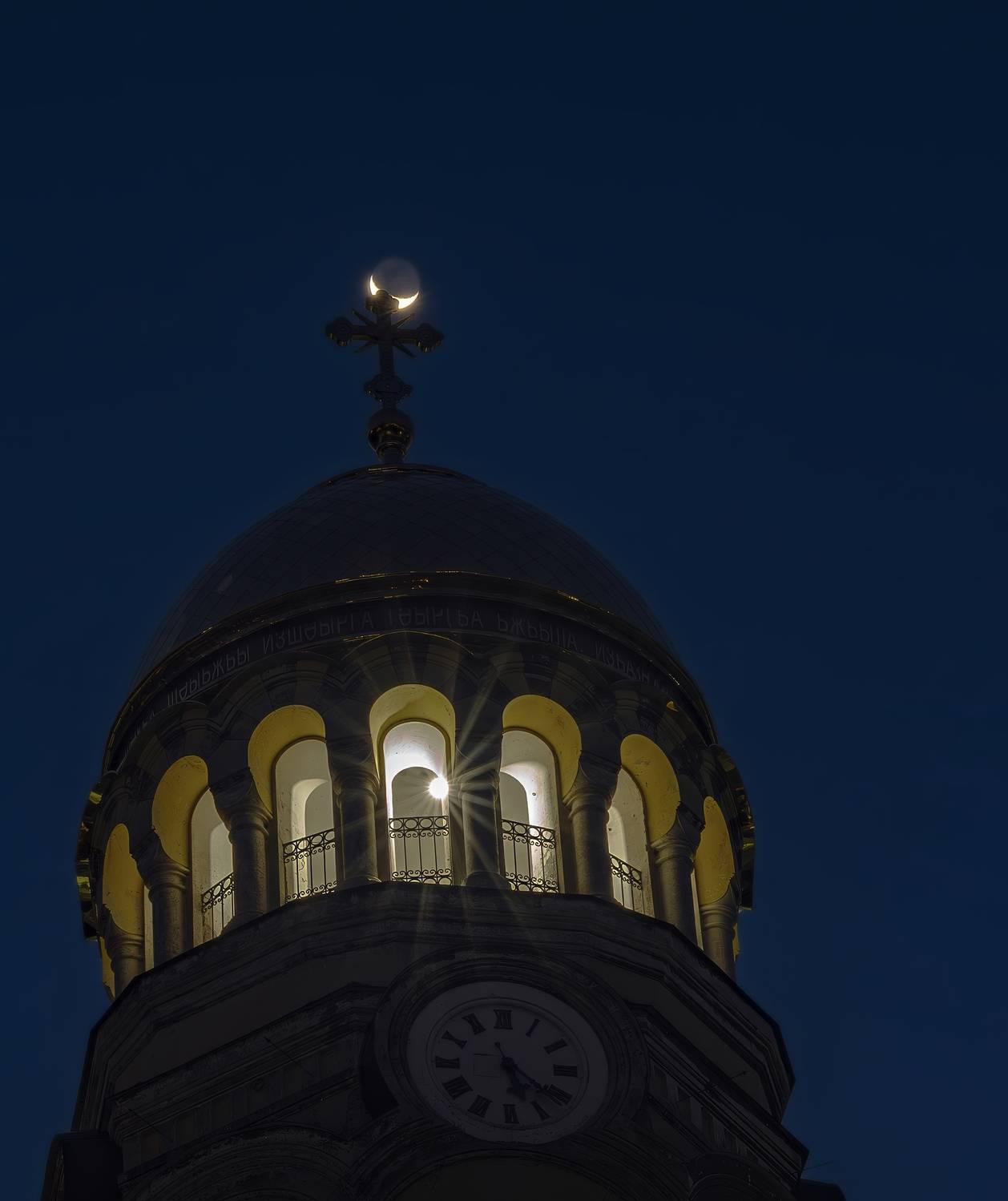 луна, ночь, новый афон, абхазия, монастырь, новоафонский монастырь, Игорь Юркин