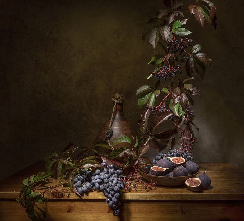 натюрморт, девичий виноград, виноград, инжир Девичий виноград фото превью