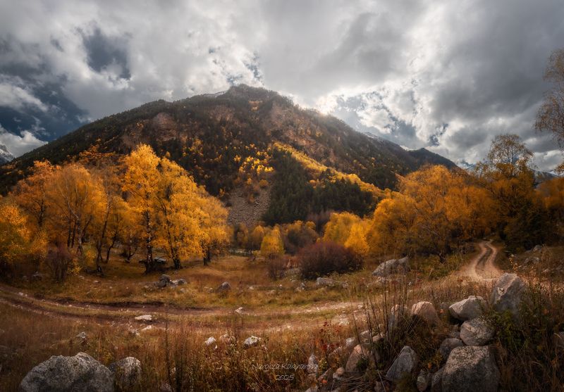 горы, кчр, золотая осень  фото превью