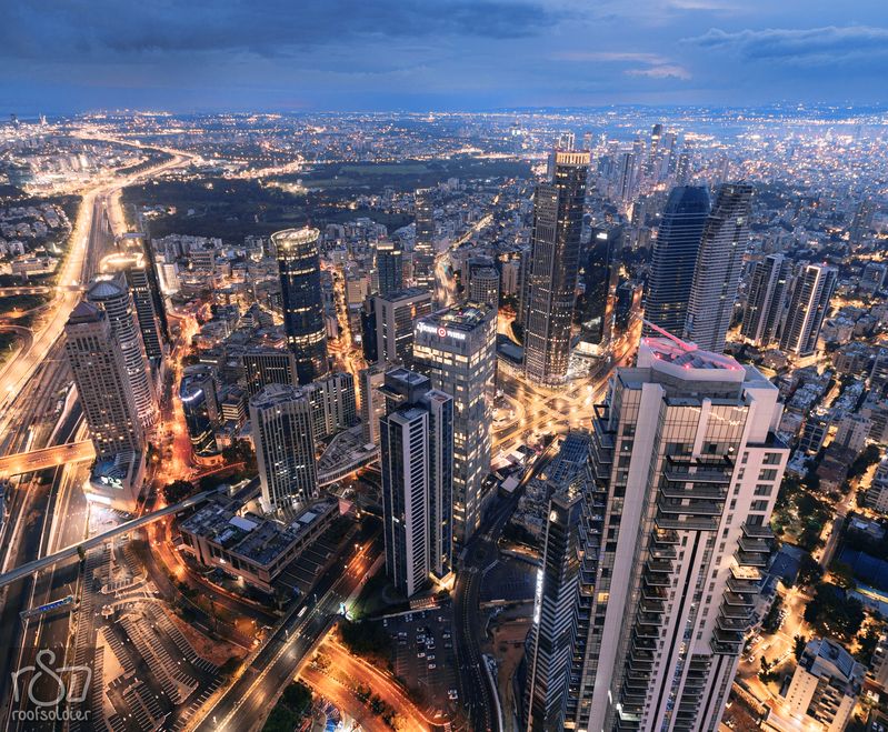 Israel, Tel Aviv, Ramat Gan, cityscape, city, roof, urban, urbex, night Ramat Gan фото превью