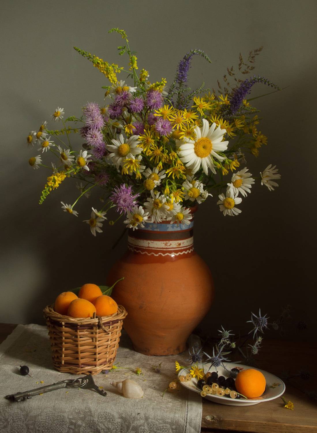 лето, букет, абрикосы, Колеснева Елена