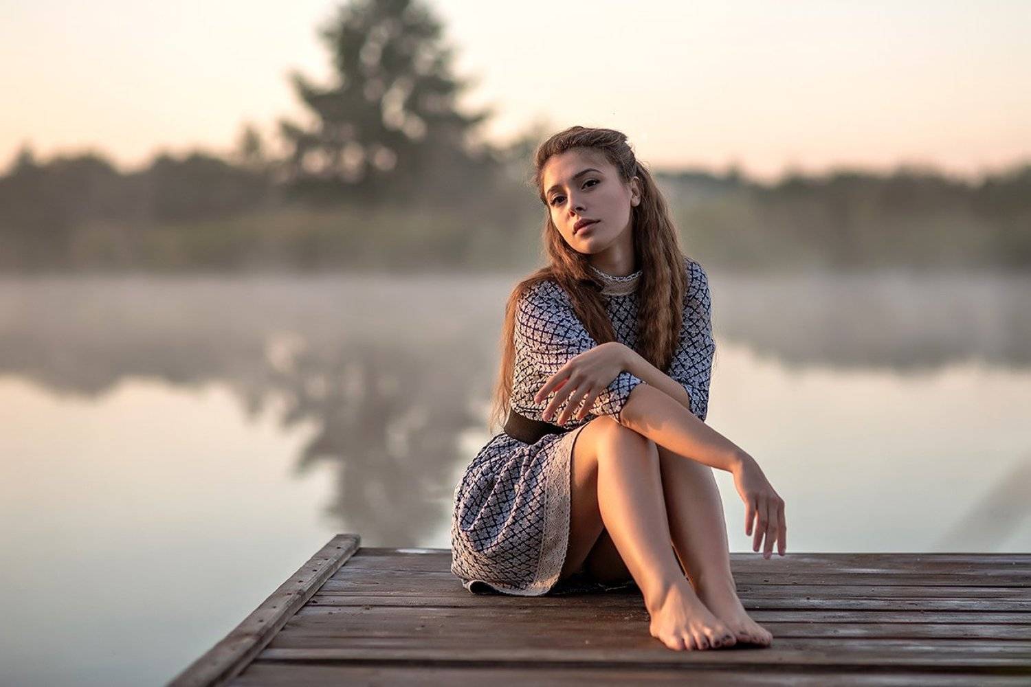 Girl, Sunset, Девушка, Лавы, Рассвет, Река, Туман, Утро, AlexeyAsoskov