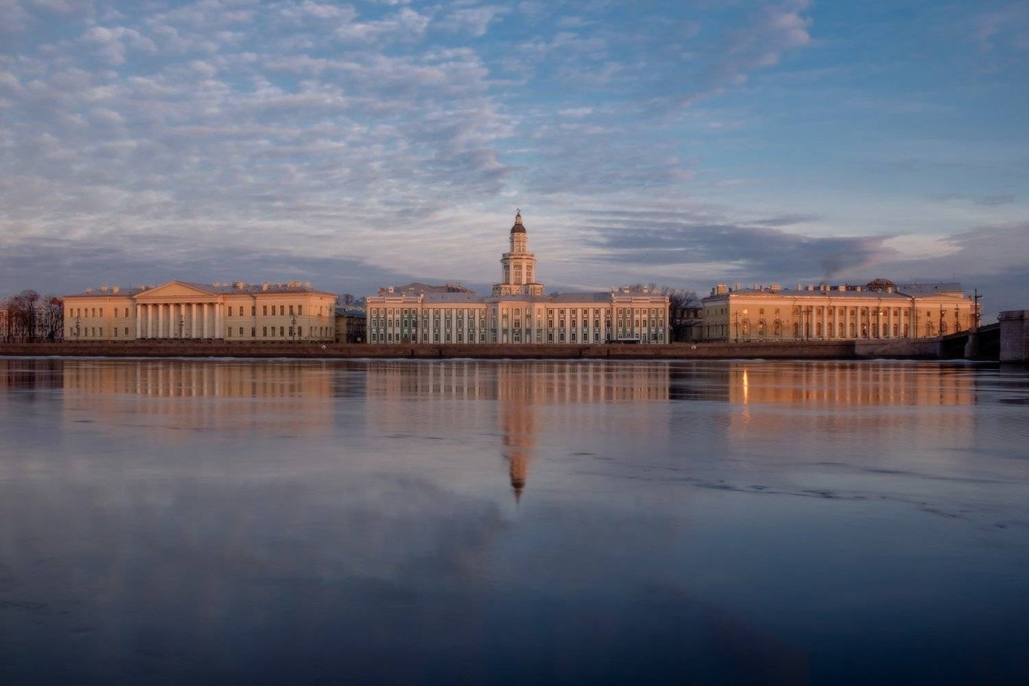 санкт, петербург, львиный, спуск, нева, река, рассвет, март, кунсткамера , Илья Штром