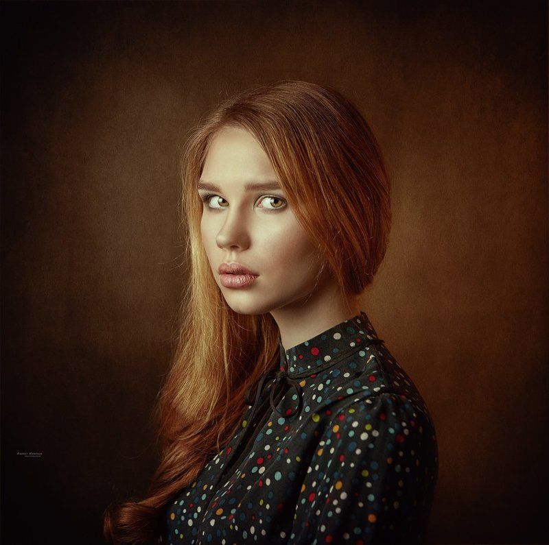 Портрет art Portrait Глаза Девушка Настроение Eyes Ретро Взгляд Платье в горошек фото превью