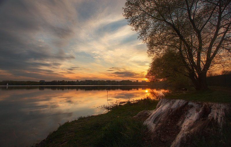 Весна, Закат, Небо, Облака Спокойствие фото превью