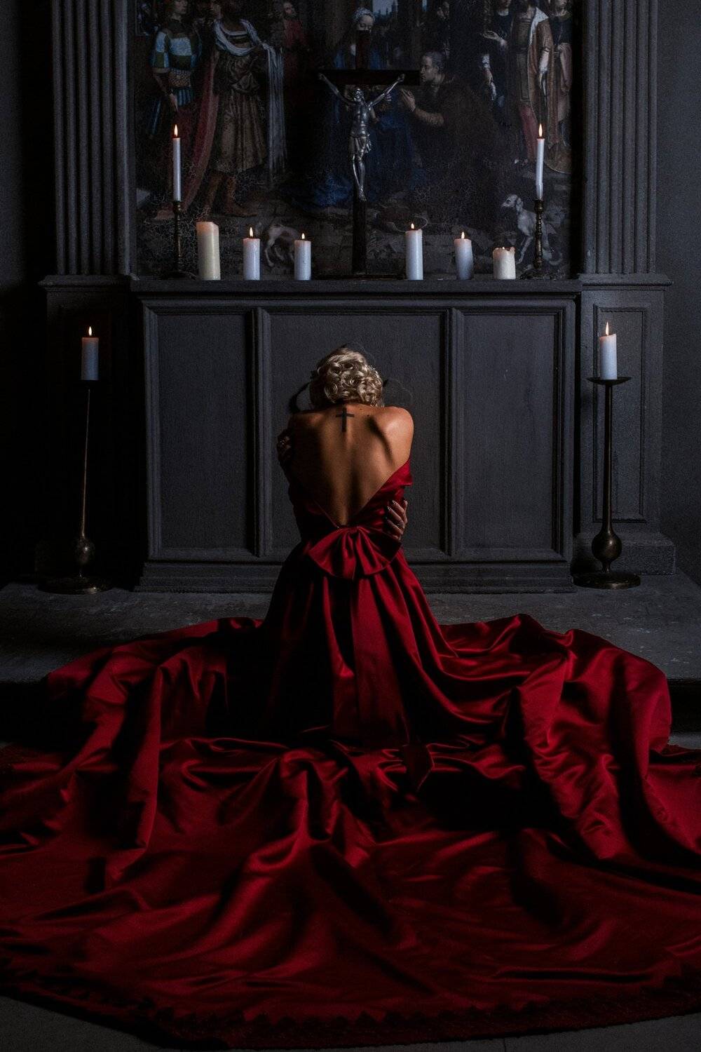 Beauty, Cross, Dark, Girl, Red, Разумный Женя