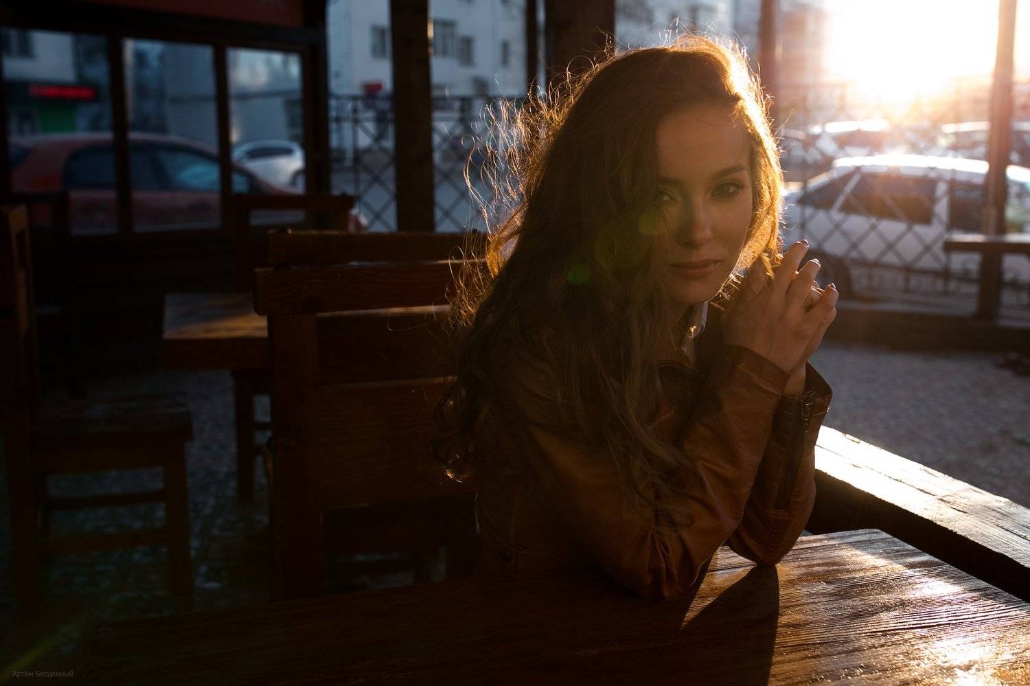 девушка, ветер, закат, вечер, весна, Бесценный Артём