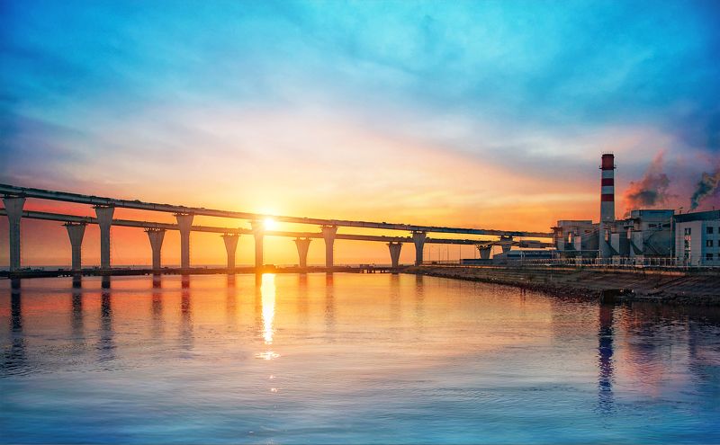 небо, закат, облака, отражение , залив, вода , весна  ZSD  фото превью