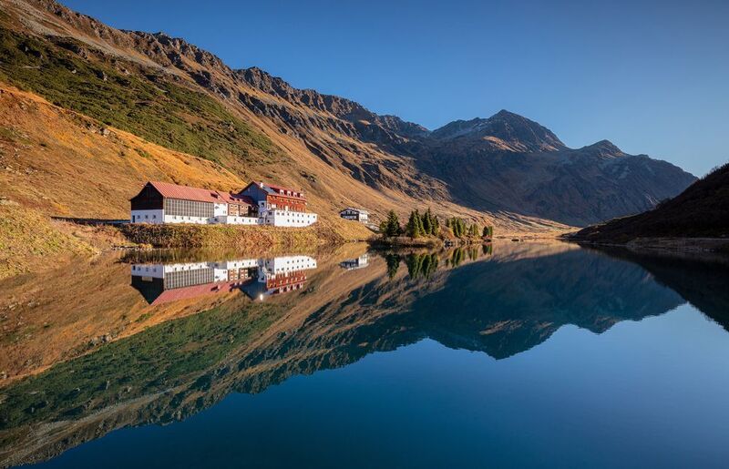 alps, mountains, austria, autumn, see, lake, mirror Mirror фото превью