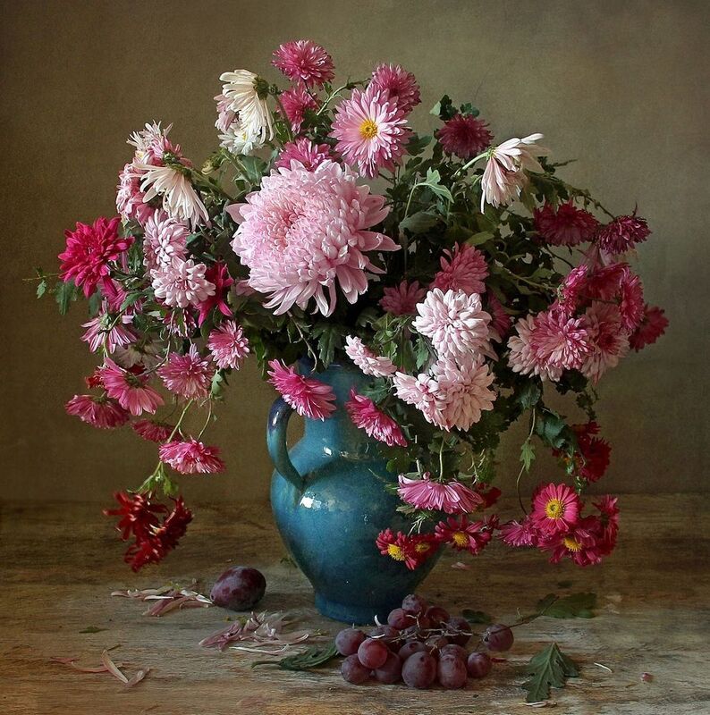 натюрморт, цветы, садовые цветы, осень, марина филатова, хризантемы Вальс осенних хризантем фото превью