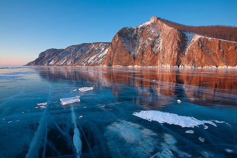 байкал, зима, лед. Байкал. Утро на льдах. фото превью