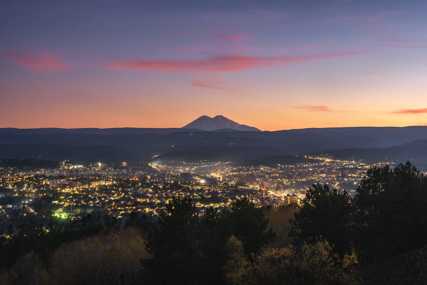 кавказ, кавказские минеральные воды, кмв, кисловодск, ночной город, эльбрус, закат в городе, город под горой, Zakharov Armen