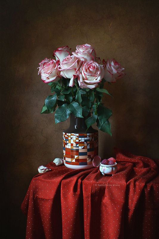 натюрморт, цветы, розы, мармелад  фото превью