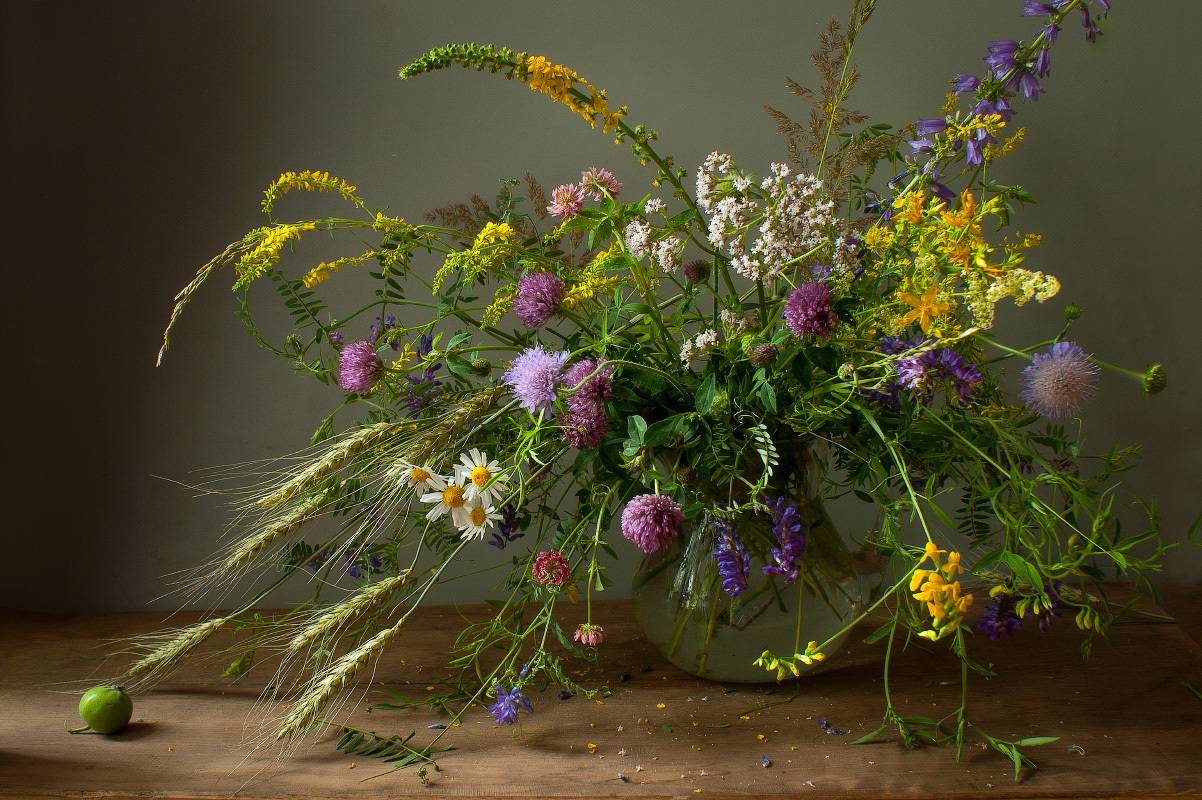 букет, натюрморт, цветы, колоски, лето, Колеснева Елена