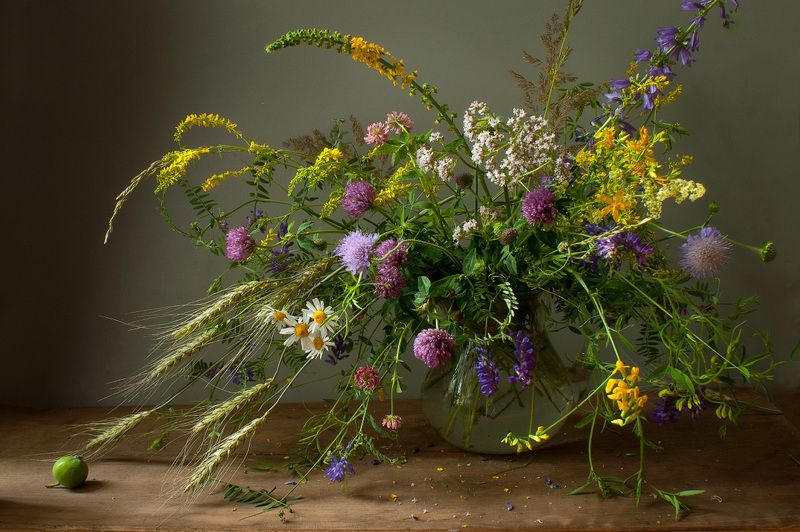 букет, натюрморт, цветы, колоски, лето Букет с колосками фото превью