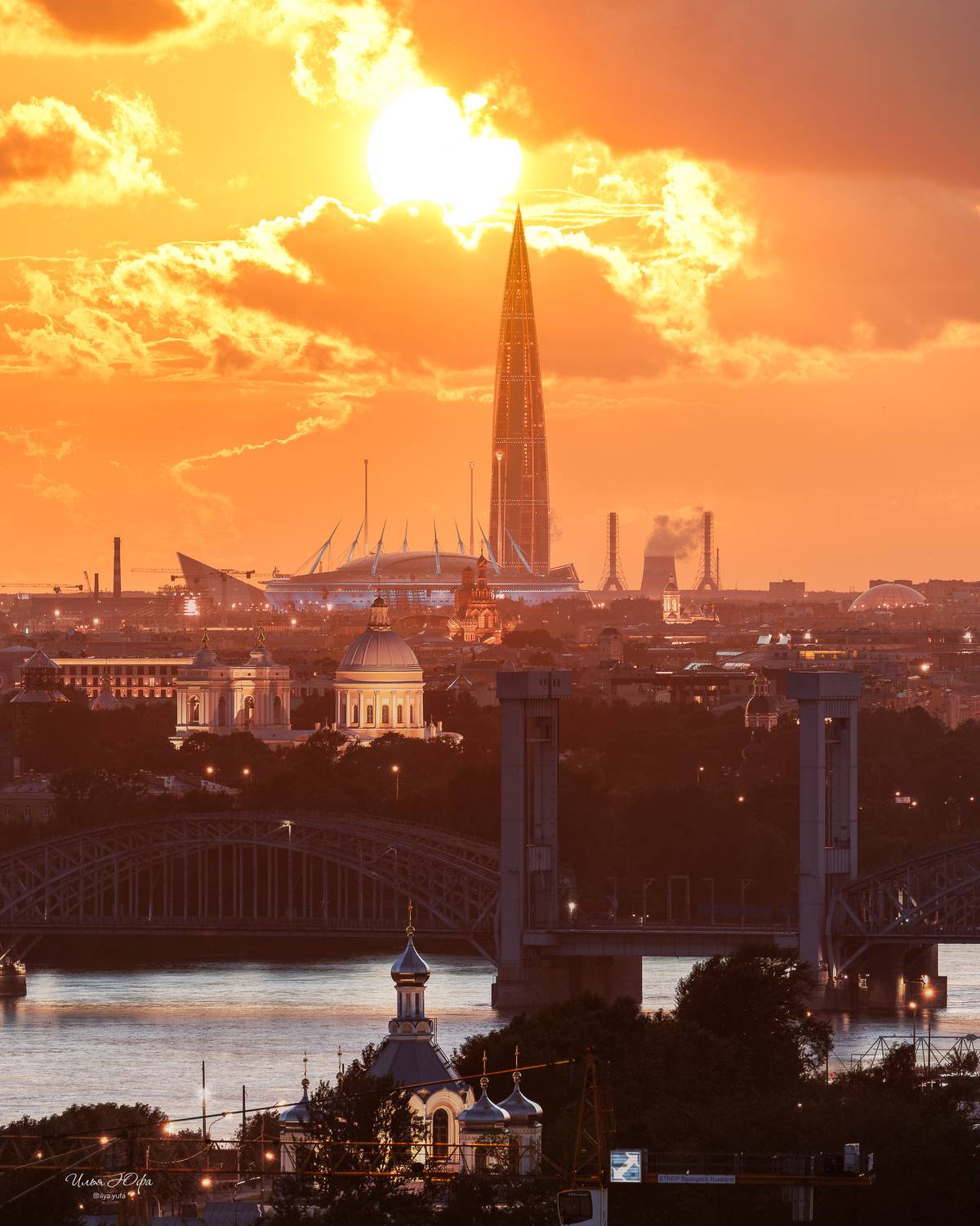 санкт-петербург, город, закат, Илья Юфа
