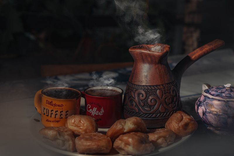 кофе пирожное чашки  Кофе фото превью