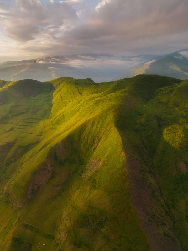 горы, Дагестан, Южный Дагестан, пейзаж, рассвет, террассы,  фото превью