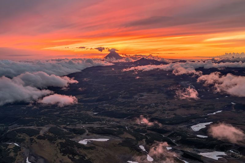 камчатка, вулканы Вулкан Опала на закате фото превью
